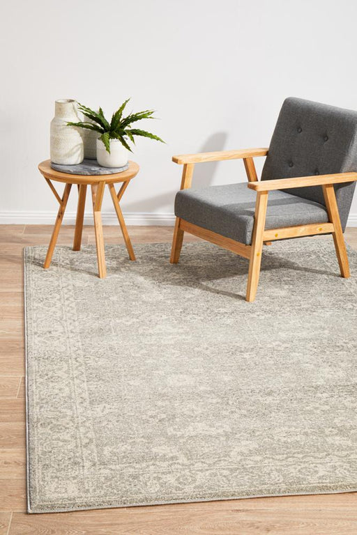 Ellora Silver Faded Transitional Grid Contemporary Rug, Rugs, Ozark Home 