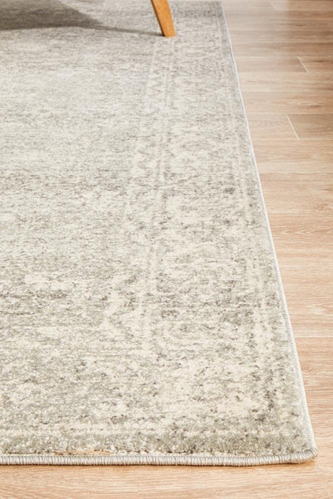 Ellora Silver Faded Transitional Grid Contemporary Rug, Rugs, Ozark Home 