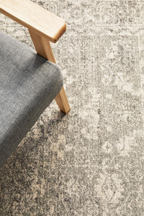 Ellora Silver Faded Transitional Grid Contemporary Rug, Rugs, Ozark Home 