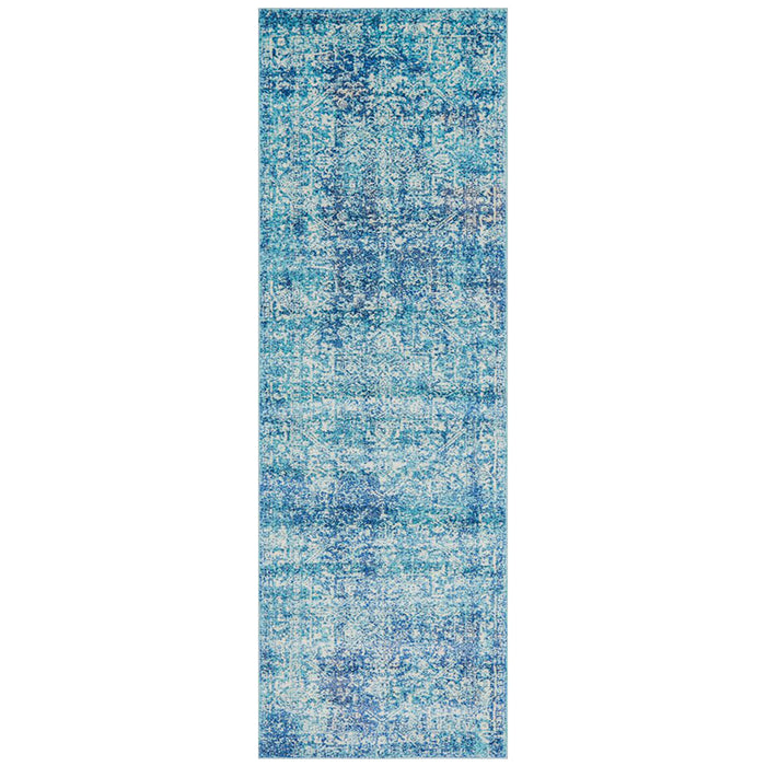 Ellora Blue Faded Transitional Medallion Contemporary Runner Rug, Rugs, Ozark Home 