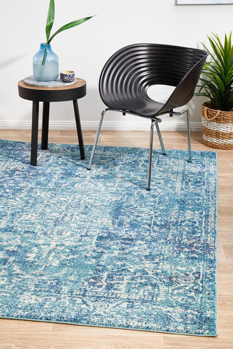 Ellora Blue Faded Transitional Medallion Contemporary Rug, Rugs, Ozark Home 