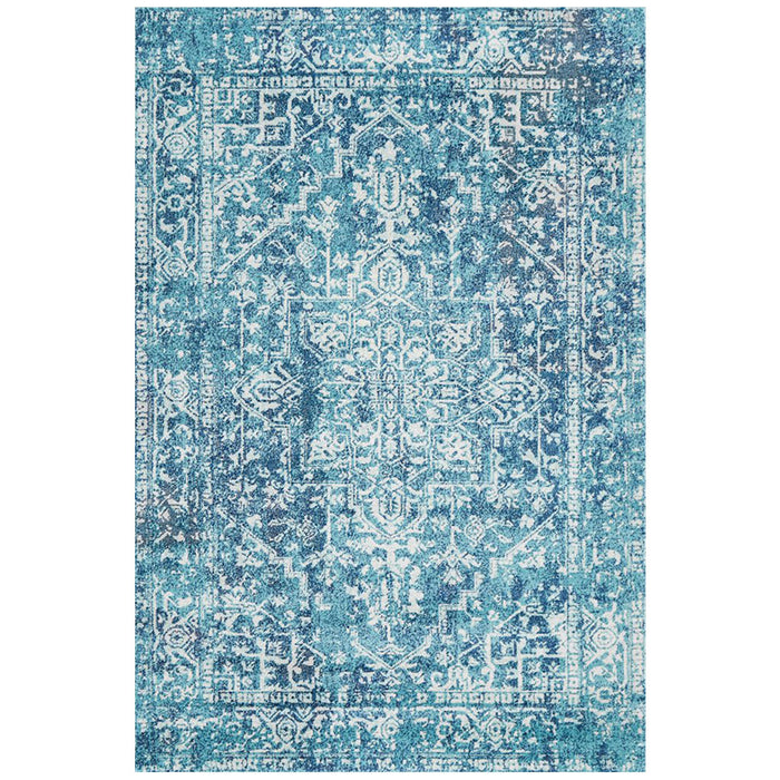 Ellora Blue Faded Transitional Medallion Contemporary Rug, Rugs, Ozark Home 