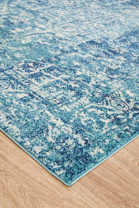 Ellora Blue Faded Transitional Medallion Contemporary Rug, Rugs, Ozark Home 