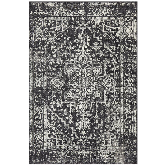 Ellora Charcoal Faded Transitional Medallion Contemporary Rug, Rugs, Ozark Home 