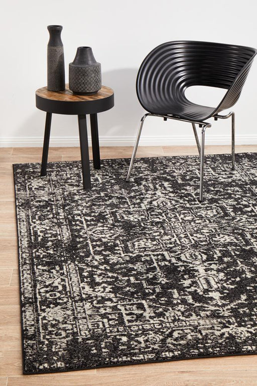 Ellora Charcoal Faded Transitional Medallion Contemporary Rug, Rugs, Ozark Home 