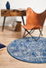 Ellora Navy Round Faded Transitional Medallion Contemporary Rug, Rugs, Ozark Home 