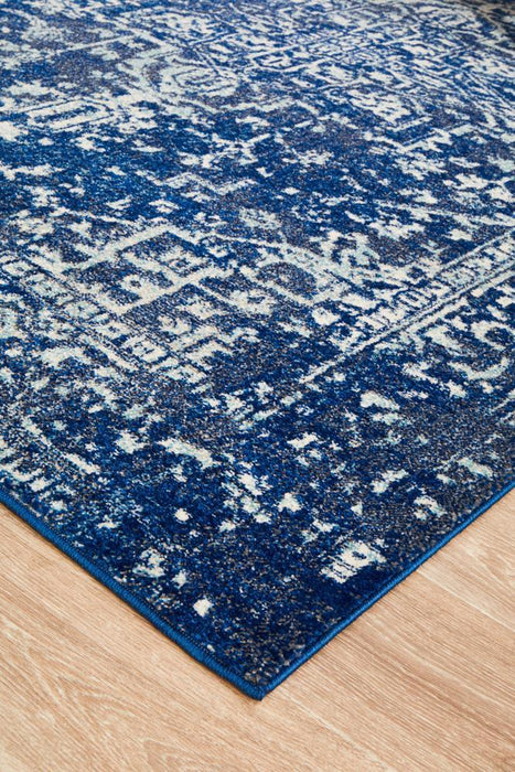 Ellora Navy Faded Transitional Medallion Contemporary Rug, Rugs, Ozark Home 