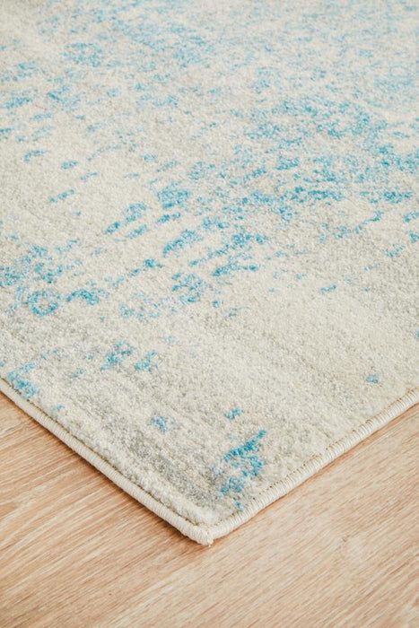 Ellora White & Blue Faded Transitional Medallion Contemporary Runner Rug, Rugs, Ozark Home 