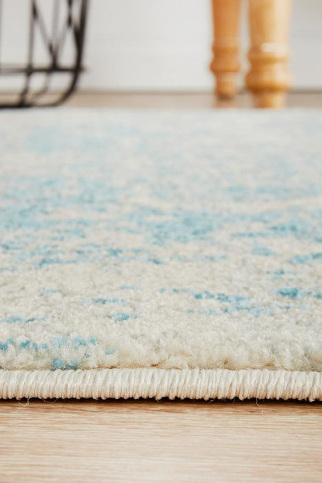 Ellora White & Blue Faded Transitional Medallion Contemporary Runner Rug, Rugs, Ozark Home 