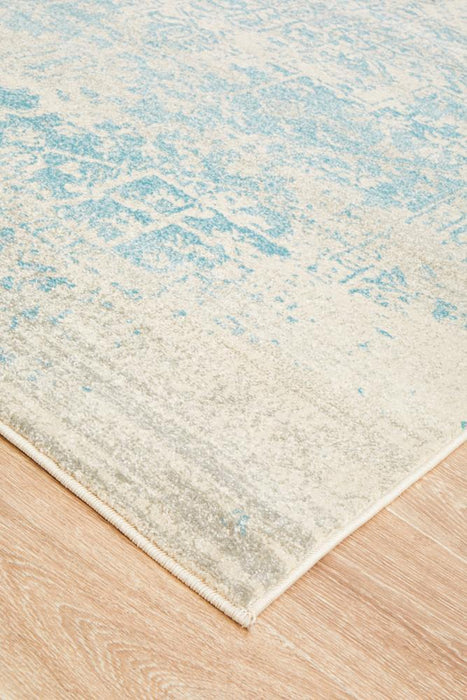 Ellora White & Blue Faded Transitional Medallion Contemporary Rug, Rugs, Ozark Home 