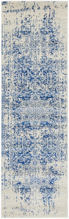 Ellora White & Navy Faded Transitional Medallion Contemporary Rug, Rugs, Ozark Home 