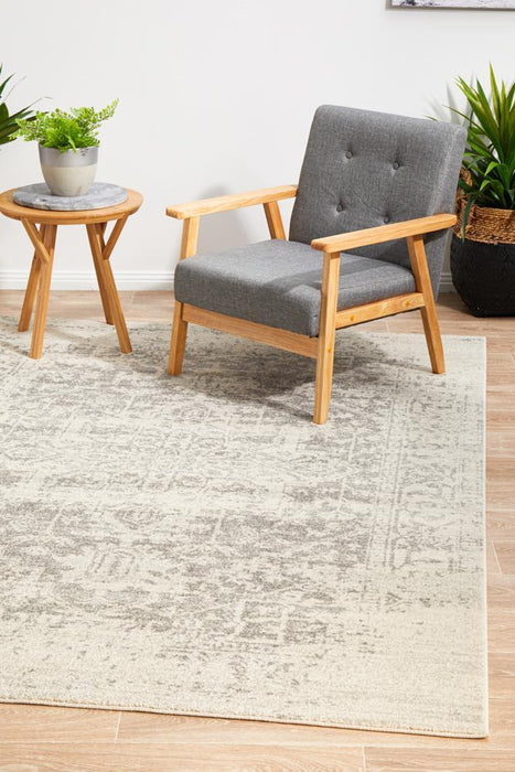 Ellora White & Silver Faded Transitional Contemporary Rug, Rugs, Ozark Home 