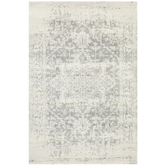 Ellora White & Silver Faded Transitional Contemporary Rug - Ozark Home