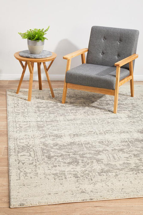 Ellora White & Silver Faded Transitional Contemporary Rug, Rugs, Ozark Home 