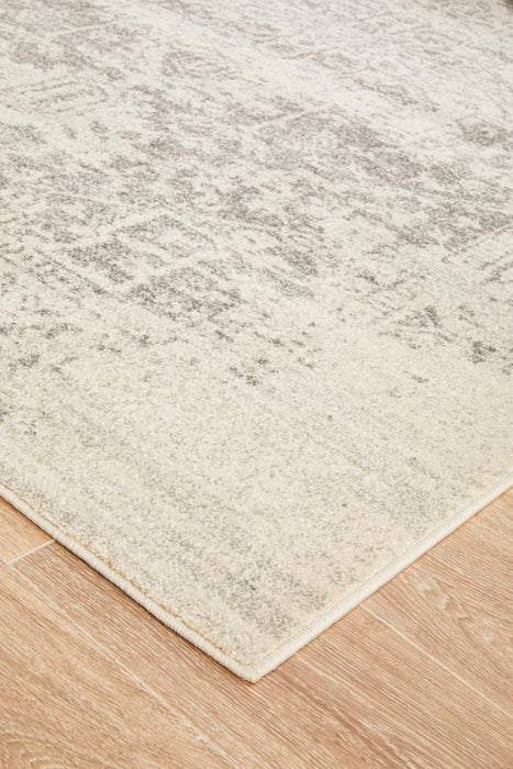 Ellora White & Silver Faded Transitional Contemporary Rug, Rugs, Ozark Home 