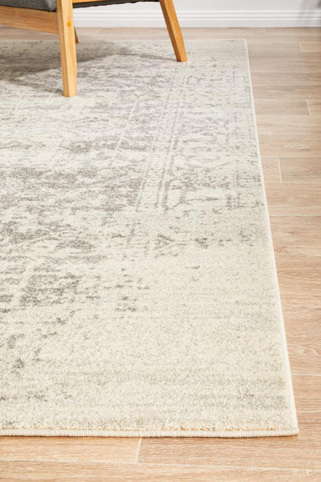 Ellora White & Silver Faded Transitional Contemporary Rug, Rugs, Ozark Home 