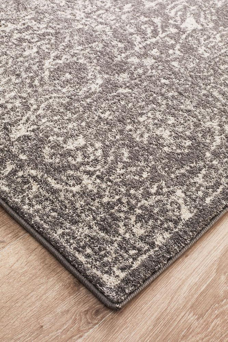 Ellora Grey Faded Transitional Grid Contemporary Rug, Rugs, Ozark Home 