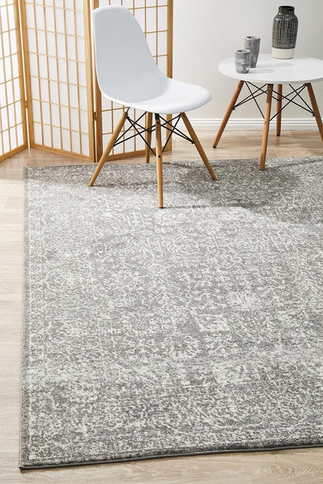 Ellora Grey Faded Transitional Grid Contemporary Rug, Rugs, Ozark Home 