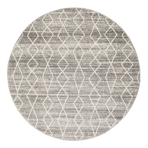 Ellora Silver Round Faded Transitional Aztec Contemporary Rug, Rugs, Ozark Home 