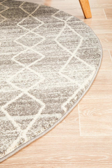 Ellora Silver Round Faded Transitional Aztec Contemporary Rug, Rugs, Ozark Home 