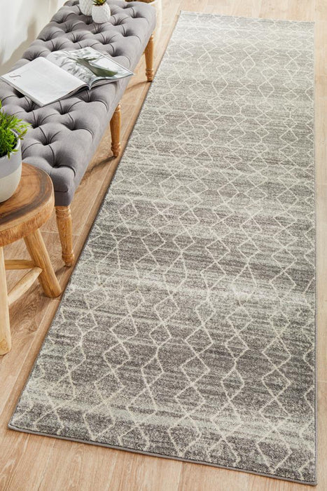 Ellora Silver Faded Transitional Aztec Contemporary Runner Rug, Rugs, Ozark Home 