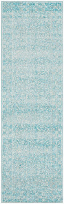 Ellora Blue Round Faded Transitional Floral Grid Contemporary Rug, Rugs, Ozark Home 