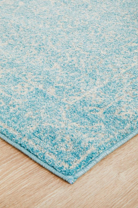 Ellora Blue Faded Transitional Floral Grid Contemporary Runner Rug, Rugs, Ozark Home 