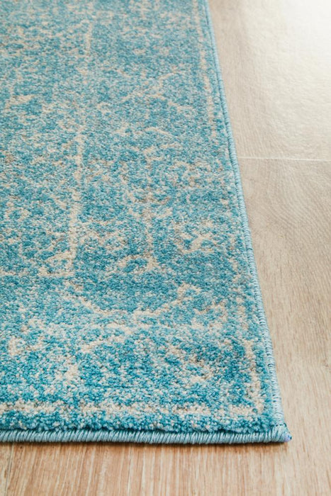 Ellora Blue Faded Transitional Floral Grid Contemporary Runner Rug, Rugs, Ozark Home 