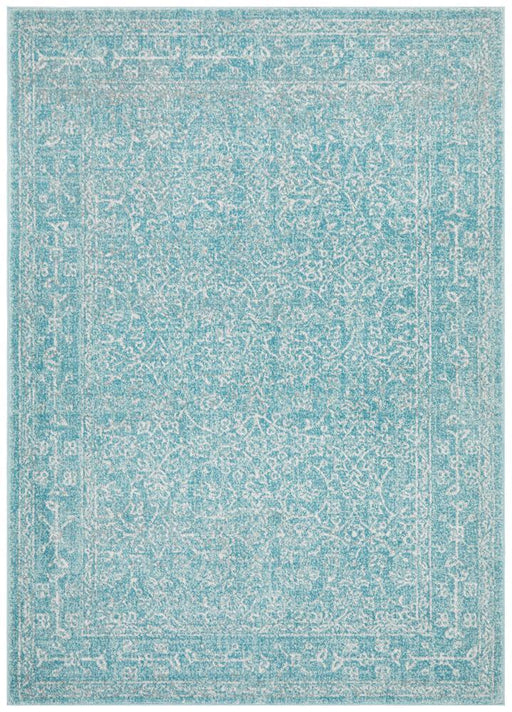 Ellora Blue Round Faded Transitional Floral Grid Contemporary Rug, Rugs, Ozark Home 