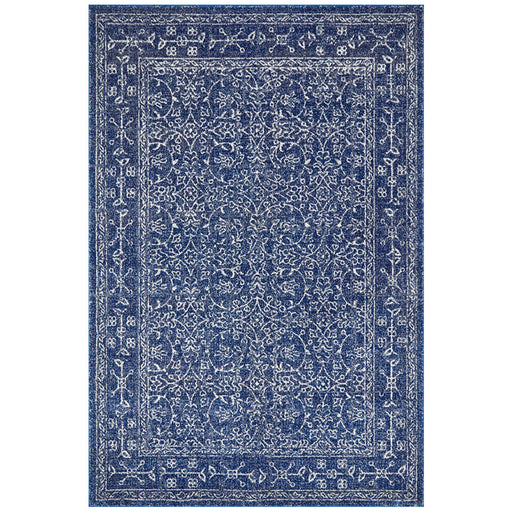 Ellora Navy Faded Transitional Floral Grid Contemporary Rug, Rugs, Ozark Home 