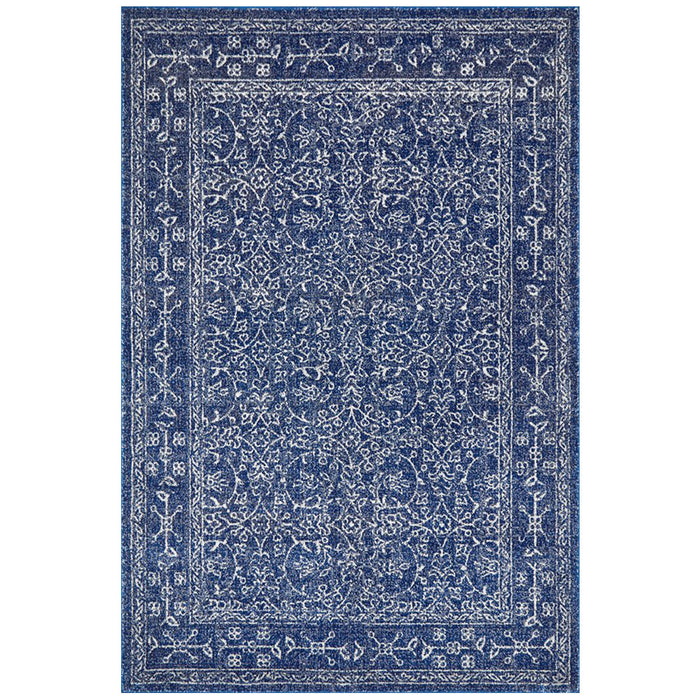 Ellora Navy Faded Transitional Floral Grid Contemporary Rug, Rugs, Ozark Home 