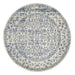 Ellora White & Blue Round Faded Transitional Floral Grid Contemporary Rug, Rugs, Ozark Home 