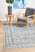 Ellora White & Blue Faded Transitional Floral Grid Contemporary Rug, Rugs, Ozark Home 