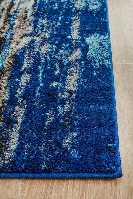 Ellora Blue Abstract Seascape Contemporary Runner Rug, Rugs, Ozark Home 