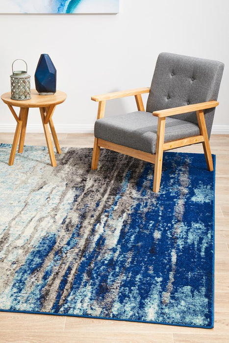 Ellora Blue Abstract Seascape Contemporary Rug, Rugs, Ozark Home 