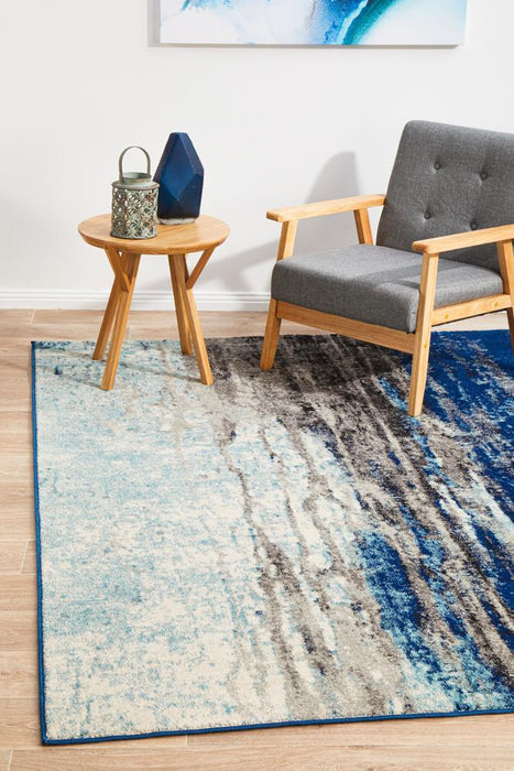 Ellora Blue Abstract Seascape Contemporary Rug, Rugs, Ozark Home 