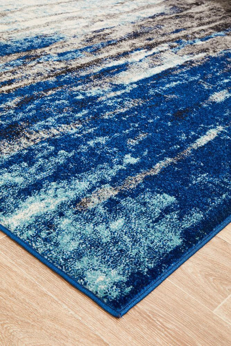 Ellora Blue Abstract Seascape Contemporary Rug, Rugs, Ozark Home 