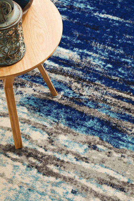 Ellora Blue Abstract Seascape Contemporary Rug, Rugs, Ozark Home 