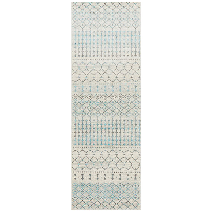 Ellora White Faded Aztec Motif Contemporary Runner Rug, Rugs, Ozark Home 