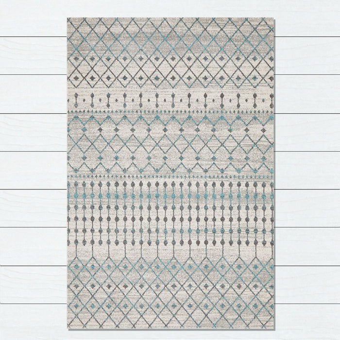 Ellora White Faded Aztec Motif Contemporary Rug, Rugs, Ozark Home 