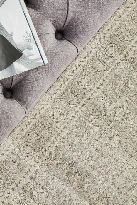 Ellora Silver Faded Transitional Floral Medallion Contemporary Runner Rug, Rugs, Ozark Home 