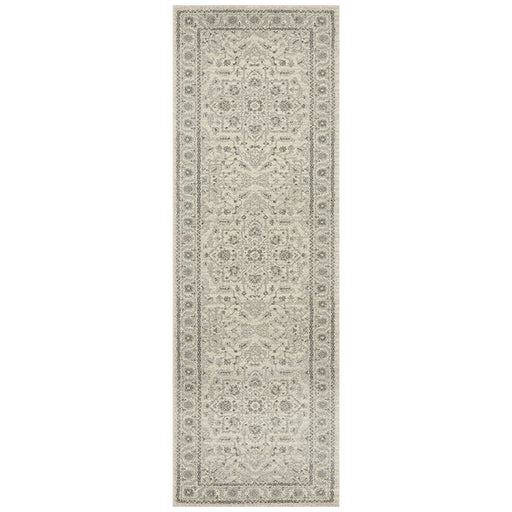 Ellora White & Silver Round Faded Transitional Medallion Contemporary Runner Rug, Rugs, Ozark Home 