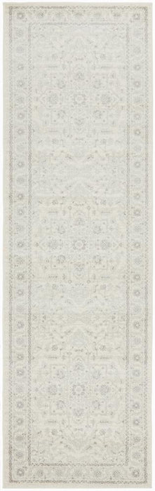 Ellora White & Silver Faded Transitional Medallion Contemporary Rug, Rugs, Ozark Home 