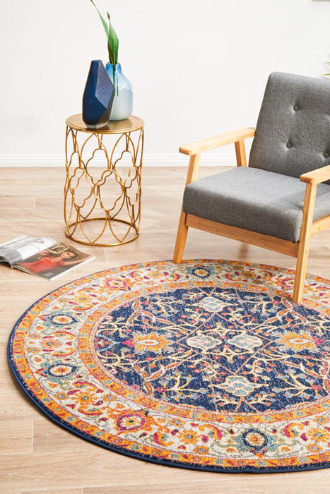 Ellora Round Multicoloured Floral Breeze Contemporary Rug, Rugs, Ozark Home 