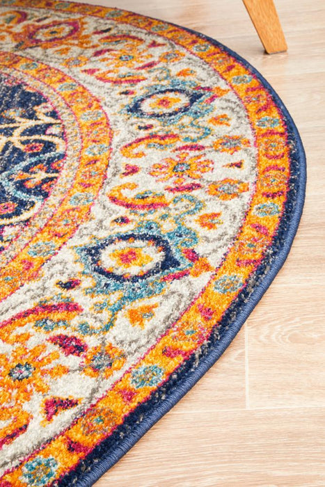 Ellora Round Multicoloured Floral Breeze Contemporary Rug, Rugs, Ozark Home 