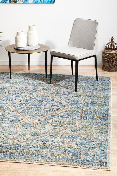 Ellora Silver Faded Floral Medallion Contemporary Rug, Rugs, Ozark Home 