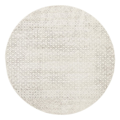 Ellora Grey Round Faded Transitional Diamond Motif Contemporary Rug, Rugs, Ozark Home 