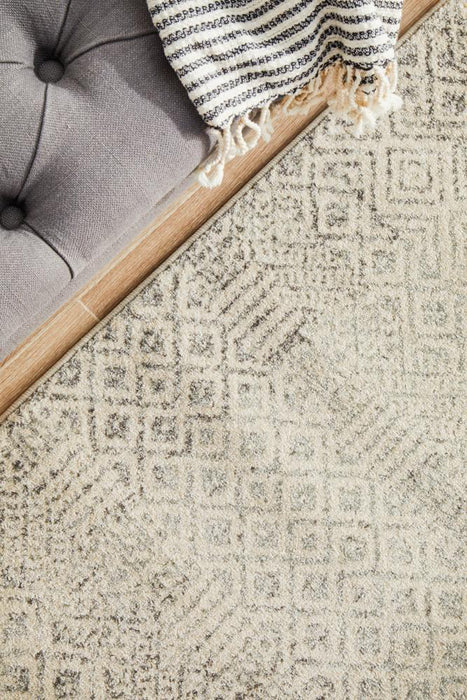 Ellora Grey Faded Transitional Diamond Motif Contemporary Runner Rug, Rugs, Ozark Home 