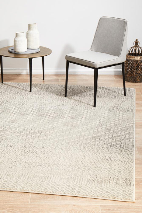 Ellora Grey Faded Transitional Diamond Motif Contemporary Rug, Rugs, Ozark Home 