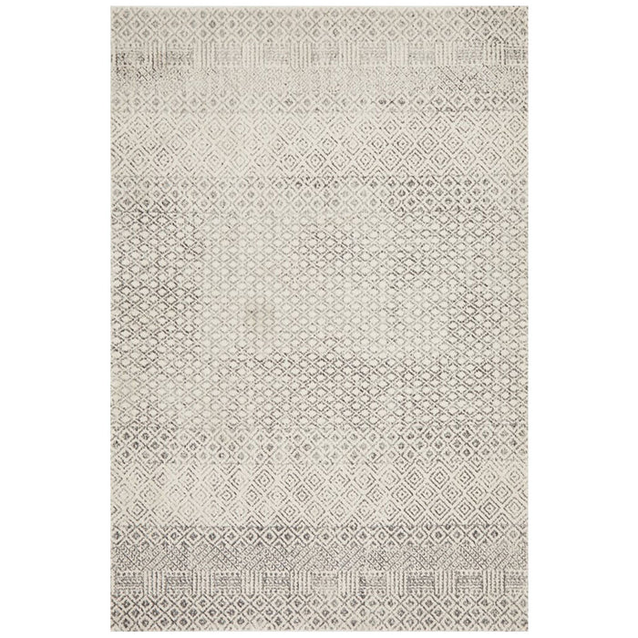 Ellora Grey Faded Transitional Diamond Motif Contemporary Rug, Rugs, Ozark Home 